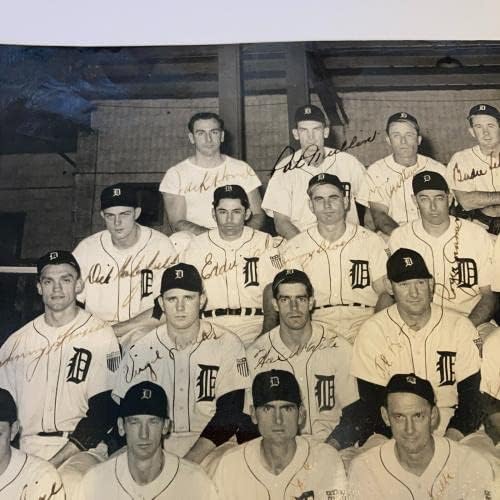 Отборът на Шампионите от Световна серия Детройт Тайгърс 1945 година Подписа Голяма Винтажную снимка JSA COA - Снимки на MLB С автограф