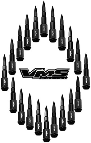 VMS Racing 1/2-20 20PCS Ядки-уши от 112 мм стомана студено коване с черни продълговати куршуми от алуминий с ЦПУ, съвместими с Ford