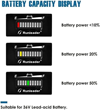 Runleader 12/24 В 36-48 В led Индикатор за капацитет на батерията, тестер за зареждане и разреждане на батерията за машини за полагане