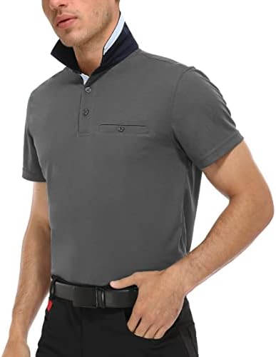 Мъжки ризи поло Hiverlay, Риза за голф с яка с дълъг и Къс ръкав и джоб UPF 50+, Бързосъхнеща Работна производителност