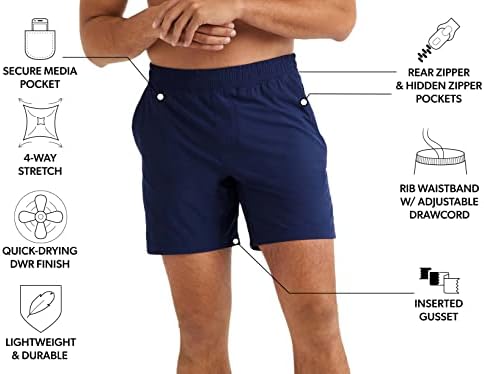 Мъжки къси панталони Rhone 7 Ivan Short Athletic за тренировки със защита от миризмата, Быстросохнущей 4-лентова еластична тъкан