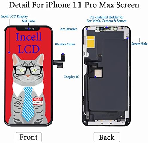 за iPhone 11 Pro Max Комплект за смяна на екрана, FOOBONG Комплект за ремонт на LCD екрана на iPhone 11 Pro Max Сензорен дисплей,