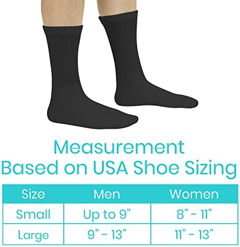 Чорапи Vive Diabetic Crew Socks (6 двойки) - нищо не е препоръчителна подплата за глезените - Малки, до 9 размер за мъже и 11 за