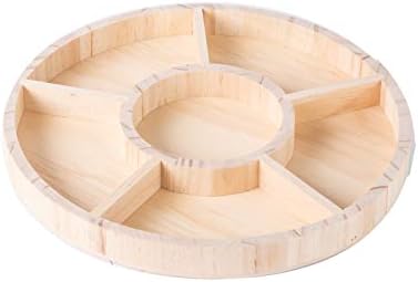Дървен поднос с кръгла форма, Hammont - 2 опаковки - 10 x1 - Разделен на секции Сервировочный тава с Шест отделения с Уникален дизайн
