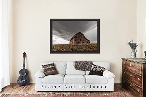 Снимка на селските райони, Принт (без рамка), Изображението на буря, задаващата се Червена Плевня в един дъждовен пролетен ден, в Небраска, Буря, Стенно изкуство, Дек?