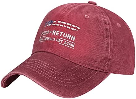 Шапка 2024 Връщане - Накарай Либерали Отново да Плаче Шапки Реколта Регулируема бейзболна шапка Памучен Шапка MAGA Черен