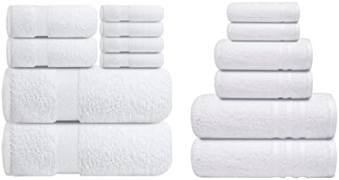 Комплект бели хавлиени кърпи премиум клас- [Опаковка от 8] от Памук с висока попиваща способност, 2 Хавлиени кърпи за баня,