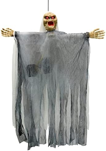 ZIIYAN Хелоуин Окачен Аниматроник Скелет-Призрак от Зловещ Писък, със Светещи очи, Духове на Мрачния Жнеца, Страшен Декоративни