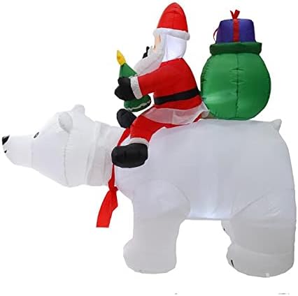 Коледен Надуваем Дядо Коледа с дължина 6 метра, с Бял Мечок с ярки светодиода, Огромни Надуваеми Коледна Украса, Надуваеми Декорации