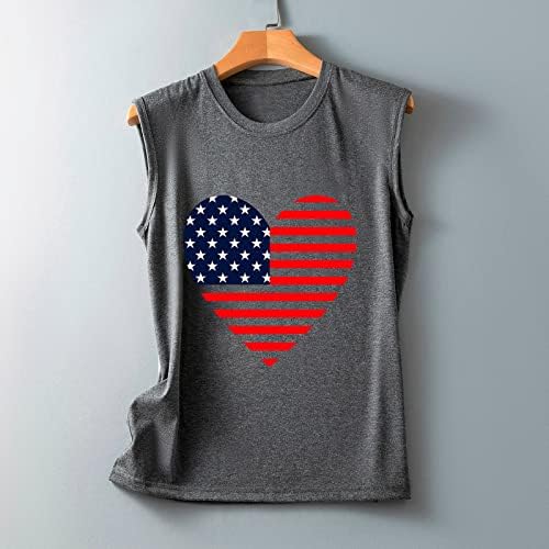 Риза на 4 юли, Върховете на Бретелях за Жени, Тениски Без ръкави, с кръгло деколте, американския Флаг на Звезди и Ленти, Тренировочная