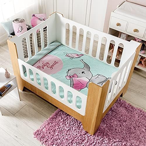 Комплект спално бельо Sweet Little Elephant за Малки момичета, Розов цвят, за детска стая, Материал: Памук, 4 бр.