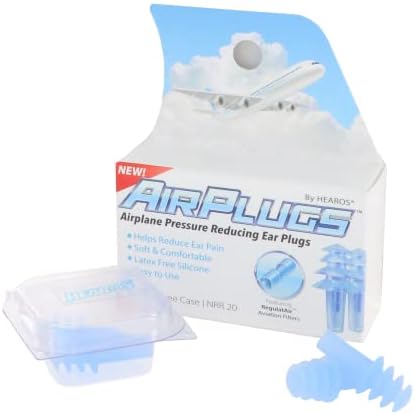 Тапи за уши HEAROS AirPlugs за намаляване на налягането в ушите, 1 Чифт + Безплатен калъф, Силикон и без латекс, Намаляване на болката