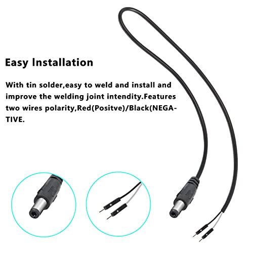 XMSJSIY 5,5 *2,1 мм plug на постоянен ток към штекерному кабел Dupont Жак захранване dc Адаптер Тест тел Удлинительный кабел (червен + черен)-0,5 м /1,64 метра (мъж към мъж)