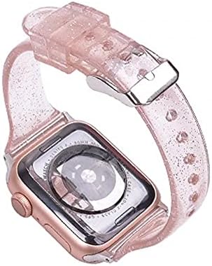 Лъскава Прозрачна Въжета за часа, Съвместими с каишка на Apple Watch 38 мм 40 мм, Женски Лъскав Мек Силиконов Спортен каишка iWatch