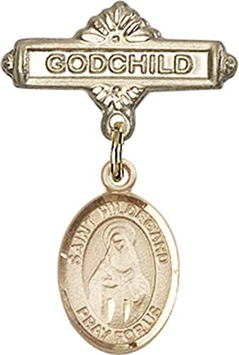 Детски икона Jewels Мания за талисман на Свети Хильдегарды фон Бинген и иконата Кръщелница | Детски иконата със златен пълнеж с