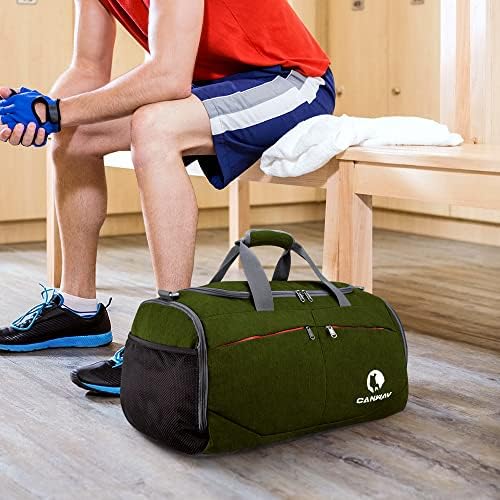 Спортна чанта Canway за фитнес, Пътна Спортна чанта с мокри джоб и отделение за обувки за мъже и жени, 45 л, Светлина (зелена)