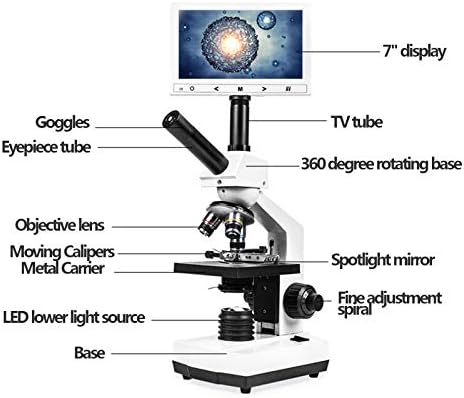 Детски комплект за начинаещи микроскопи 400X-10000X, Обектив (4X, 10X 40X), Окуляр (WF50X), led източник на светлина с Голям LCD