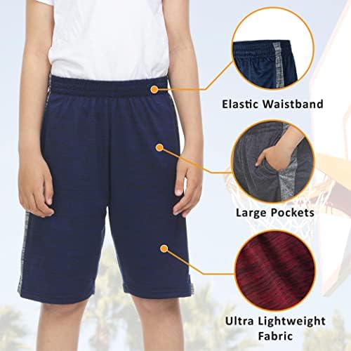 Essential Elements 5 Pack: Гащета за баскетбол с джобове за момчета, Младежки Спортни Панталони за активен спорт, Фитнес Зала