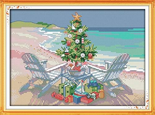 Комплекти за Бродерия Бод, Невероятни Занаяти Коледно Дърво Морски Плаж Леки Модели кръст Бод Комплект За Бродиране Аксесоари, Коледни,
