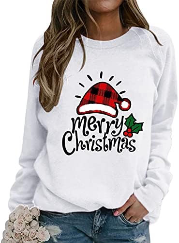 Пуловер, Пуловери за Жени с Дълъг Ръкав, Коледна Свободна Ежедневни Тениска с Кръгло деколте, Потник, Риза с Принтом Снежен човек,